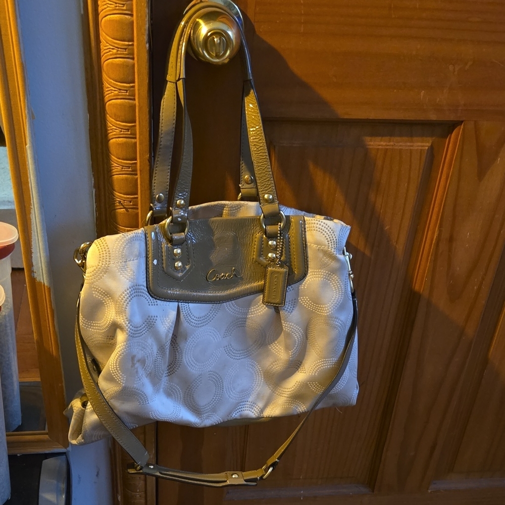 Coach Tan and Gray Women's Shoulder Bag